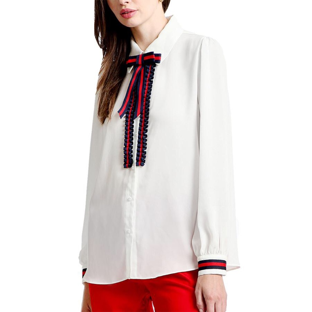 Red, white and blue blouse